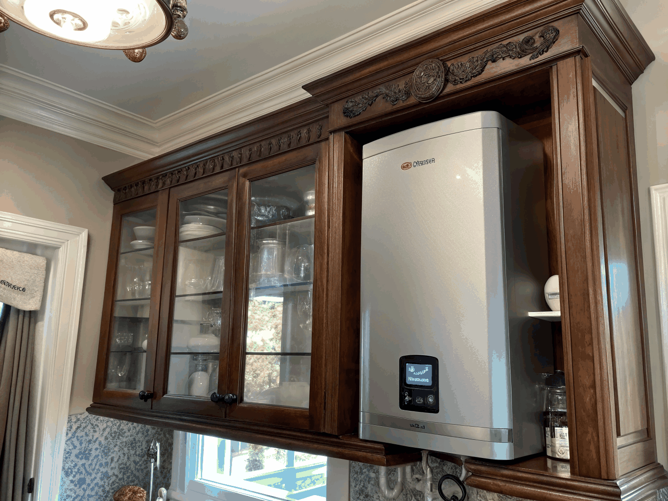 Modern energy-efficient water heater installation
